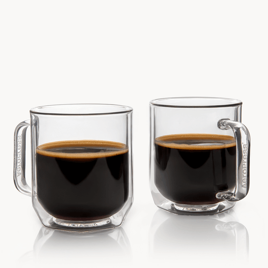 AeroPress Double Wall Glass Coffee Mug - 2 Pack - Brewing Companion for Everyday Coffee