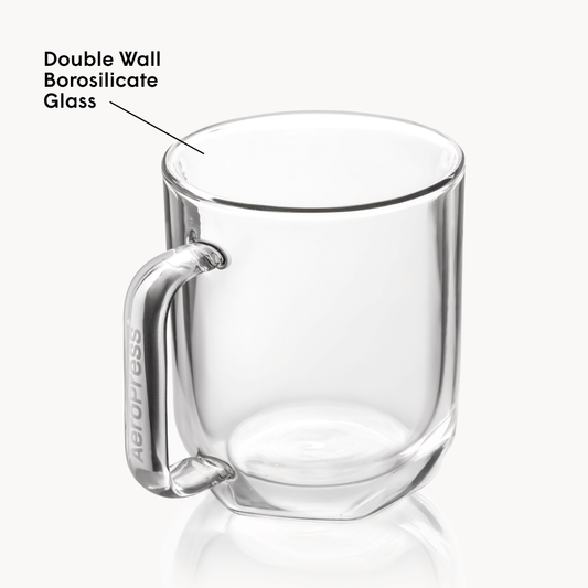AeroPress Double Wall Glass Coffee Mug - 2 Pack - Brewing Companion for Everyday Coffee
