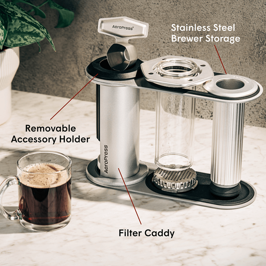 AeroPress Organizer Stand - Stainless Steel - Brewing Storage Accessory for Coffee Tools