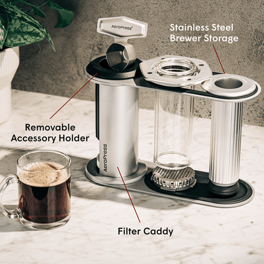 AeroPress Organizer Stand - Stainless Steel - Brewing Storage Accessory for Coffee Tools