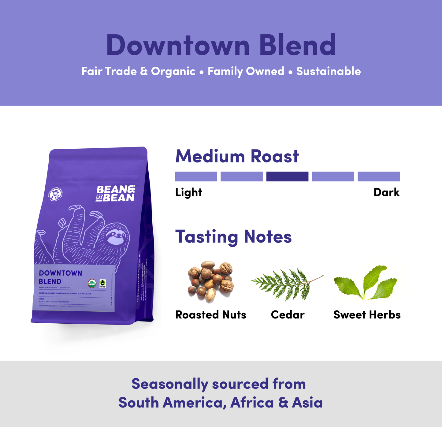 Downtown Blend Organic and Fair Trade - Coffee Selection for Fresh Daily Preparation